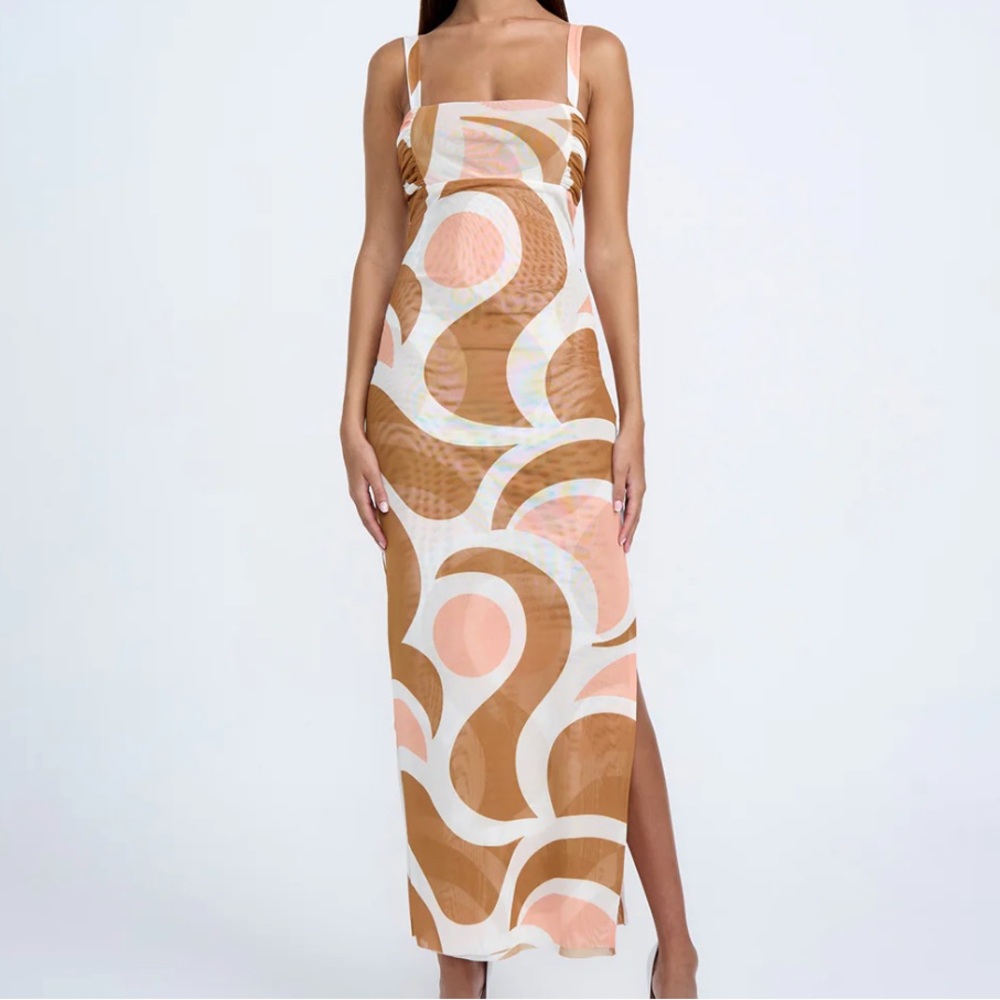NWT By Johnny Geo Maze Mesh Midi Dress